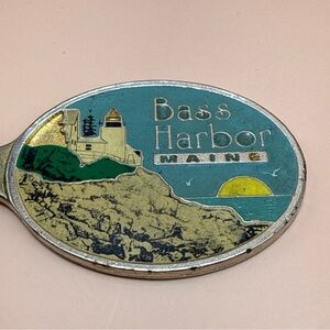 Bass Harbor Maine Head Light Station Scenic Souvenir Metal Vintage Keychain